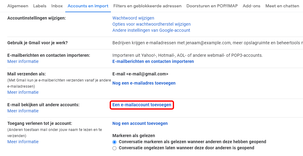 Een e-mailaccount toevoegen